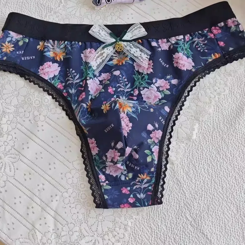 Underwear Man's Flower Lace Hem Bow Briefs Harajuku BF Gifts LGBQT Sexy Lingerie