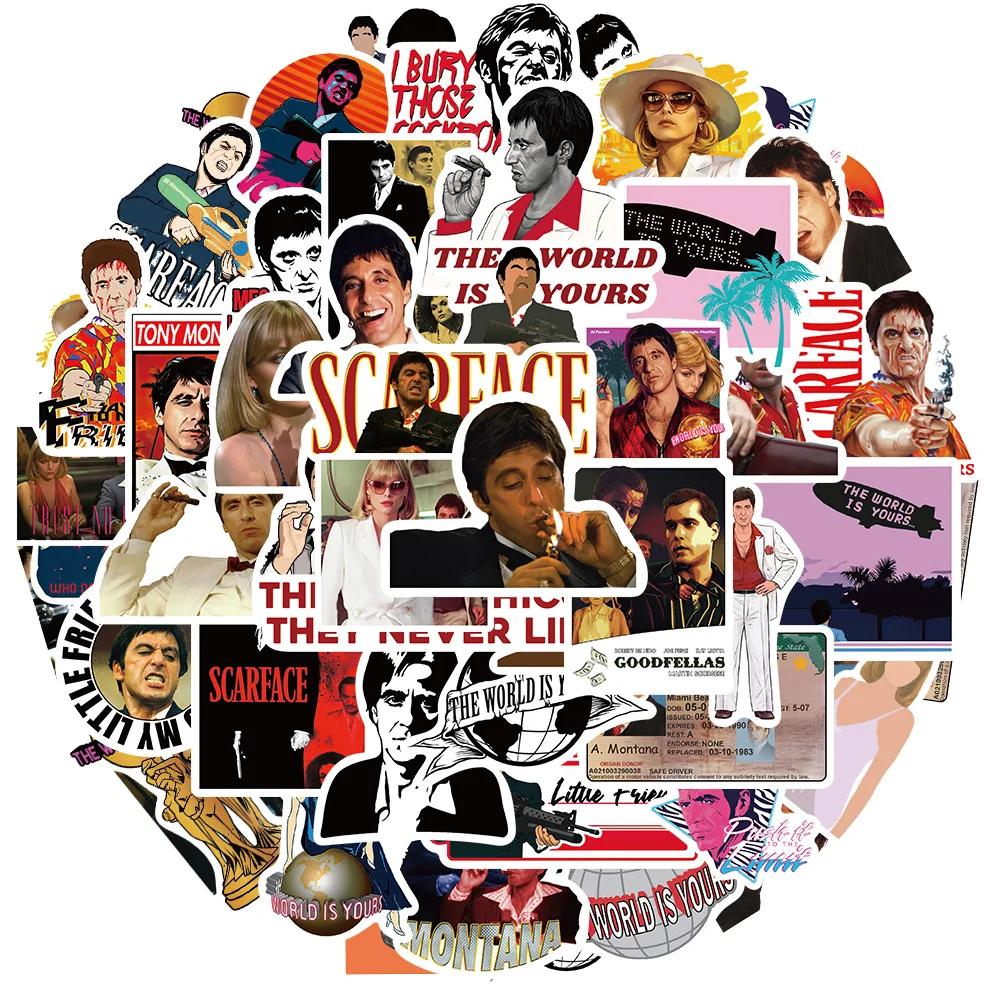 10/30/50pcs Classic Movie Scarface Stickers Cool Graffiti Motorcycle Laptop Skateboard Waterproof PVC DIY Sticker Decal Toy Gift