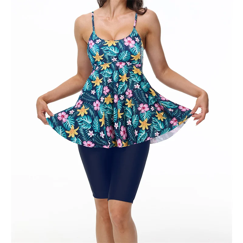 Tankini المايوه للنساء قطعتين ثوب السباحة ملابس السباحة مع Boyshorts رياضي المايوه S-XXL البطن التحكم القمم مع السراويل