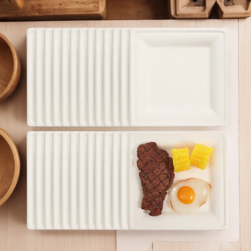 

50Pcs Thick White Square Disposable Plates Party Tableware Serving Platters Food Trays for Picnic Camping Buffet Dinner