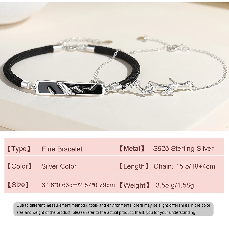 سوار فضة إسترليني للنساء ، أشجار الربيع ، مجوهرات للزوجين ، هدية حفلة عيد ميلاد ، موضة أوروبية ، جديدة #3