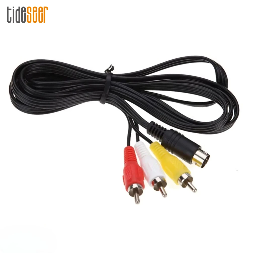 50pcs 1.8m AV Cable 9Pin Nickel Plated Plug Audio Video 3RCA Cord Connection Wire Replacement for Sega Genesis 2/3