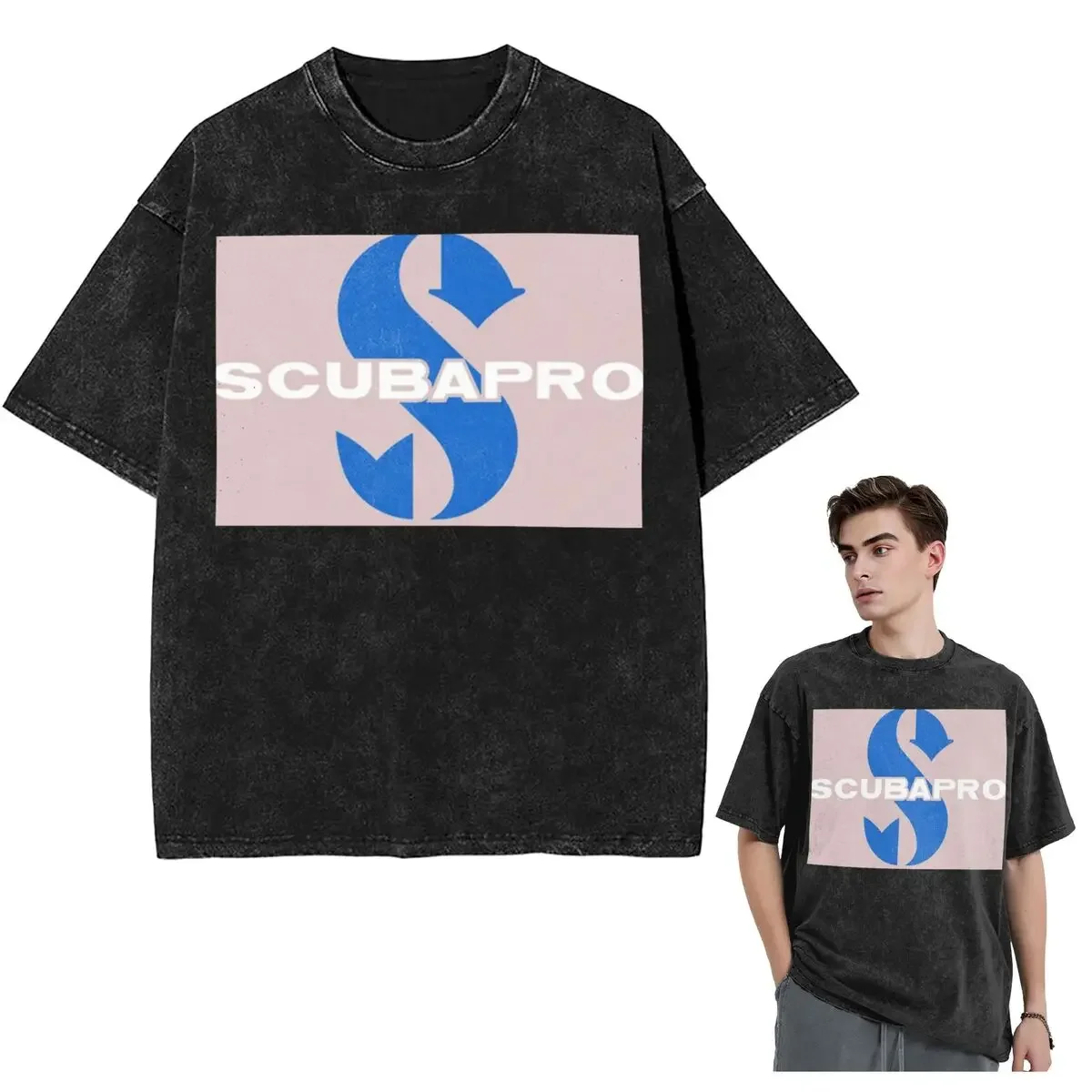 

Streetwear T-Shirts Scubapros Diving Logo Washed T Shirt Short Sleeve Hip Hop T-Shirt Tops Tees for Men Women
