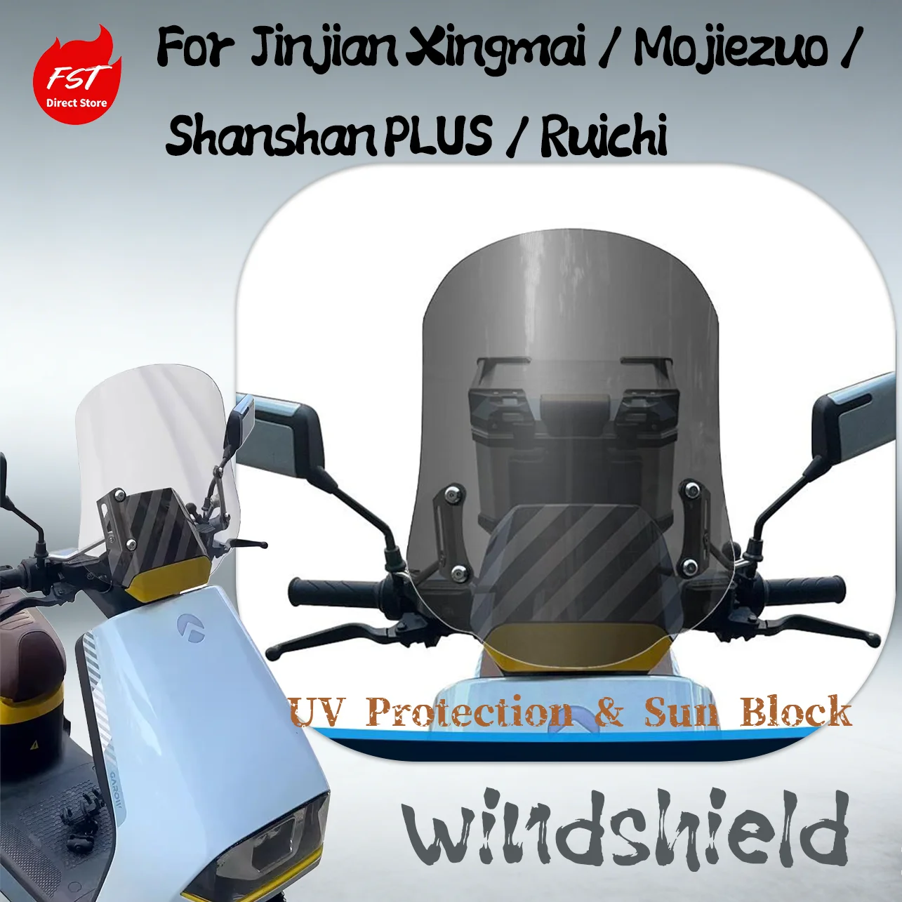 

Tall Windshield for Jinjian Xingmai / Mojiezuo / Shanshan PLUS / Ruichi, Scooter Wind Guard