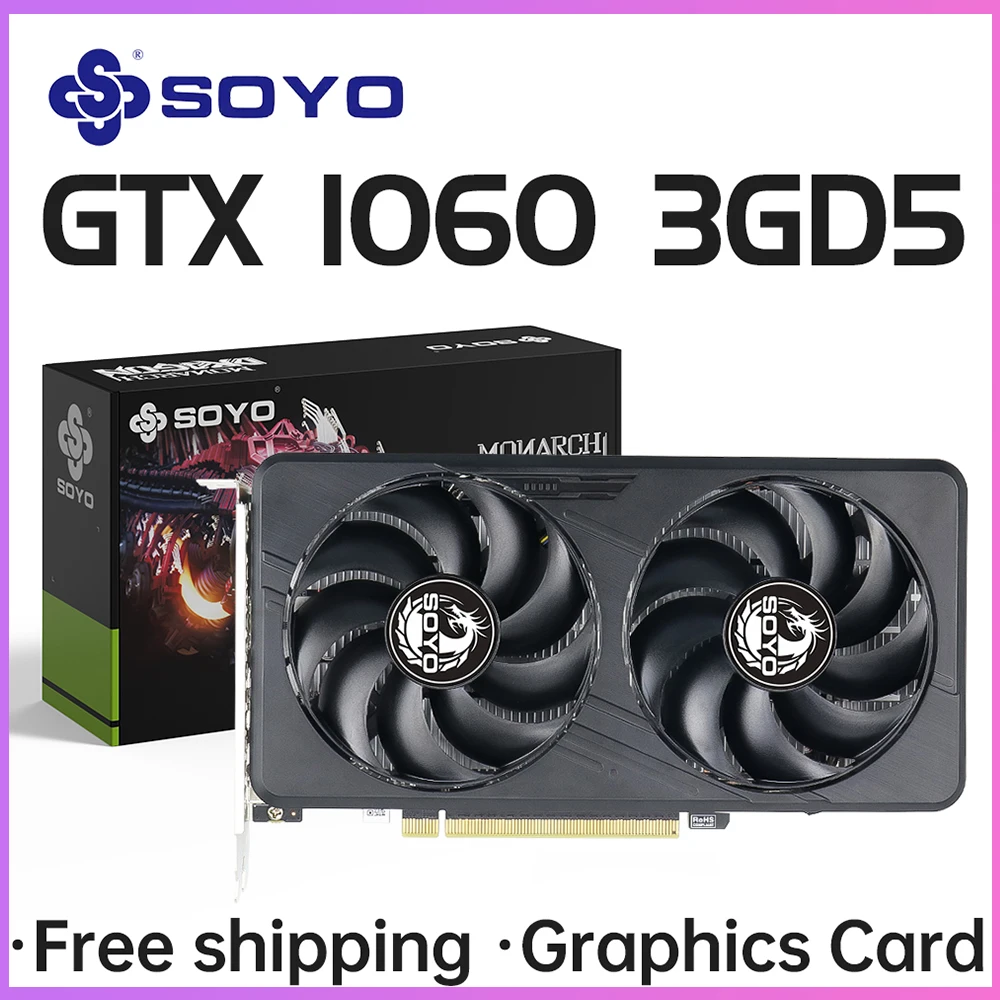 بطاقات الرسومات SOYO GTX1060 6G/3G DDR5 192bit HDMI التوافق + DP * 2 لمكونات كمبيوتر ألعاب سطح المكتب GPU بطاقة الفيديو #2
