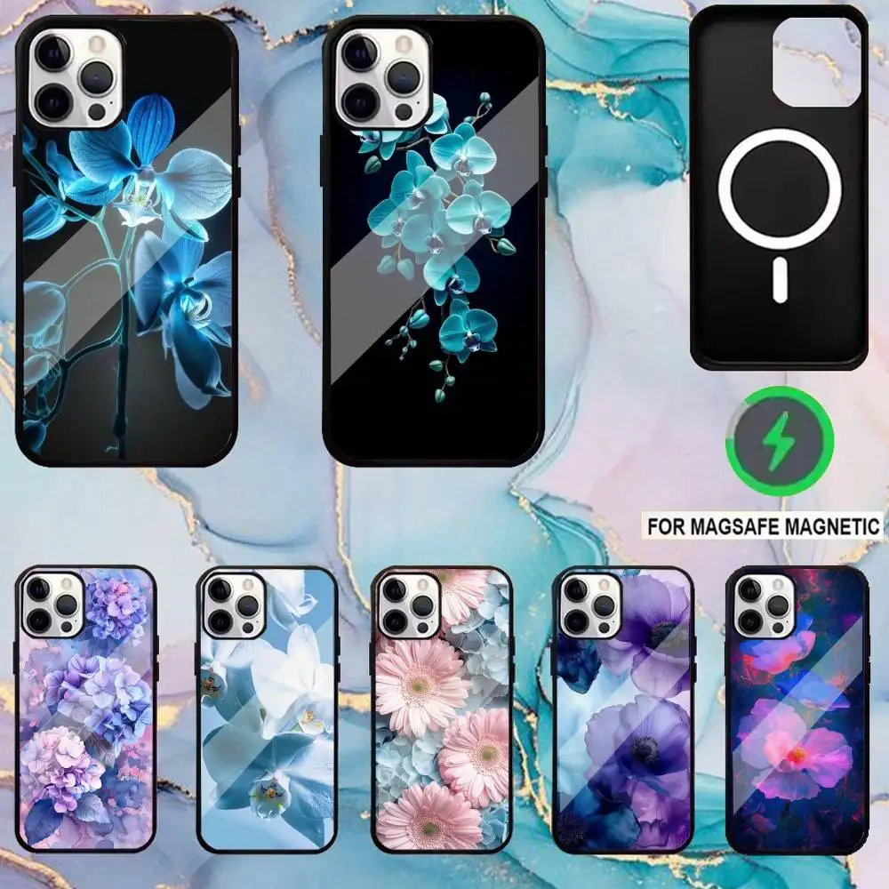 

Elegant Pink and Blue Orchid Phone Case For iPhone17,16,15,14,13,12,11 Plus,Pro Max Magnetic Magsafe Wireless Charging
