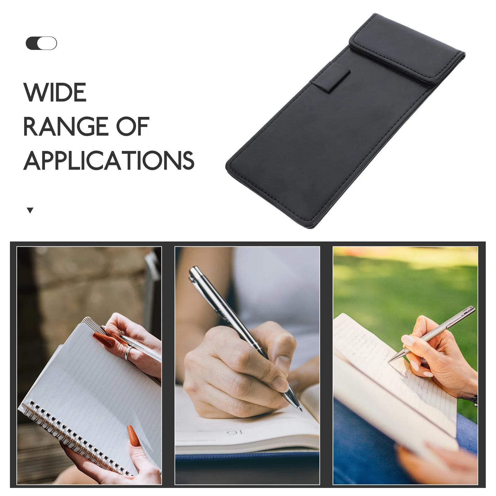 Mini Clipboard For Receipts Artificial Writing Board With Pen Holder Portable Flat Clip For Office Restaurant Server