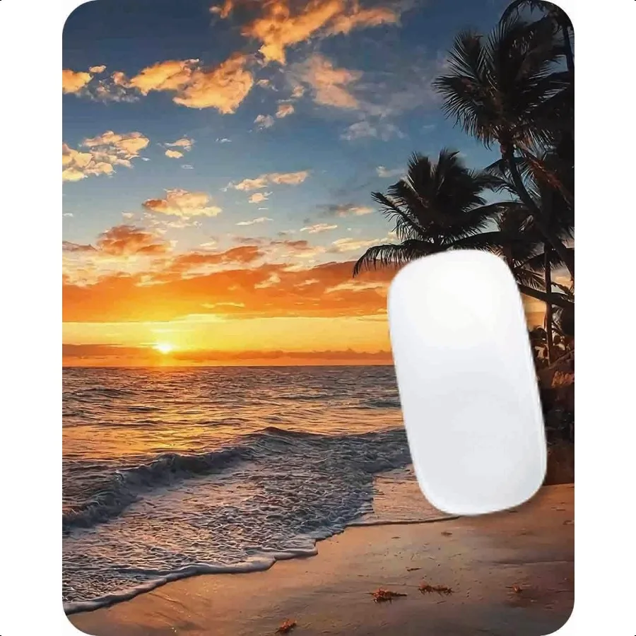 

Sunset Beach Mouse Pad Square Mousepad Waterproof Mouse Mat NonSlip Rubber Base MousePads for Office Home Laptop Travel 9.5x7.9