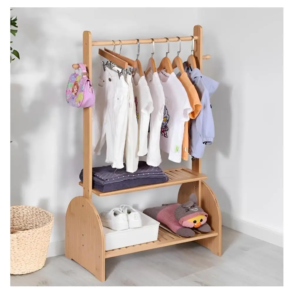 

Kids Clothing Ra With Adjustable Rods, Children Clothes Garment Ra For Baby Pet, Dr Up Ra With 2 Bottom Shelves, Wardrobe