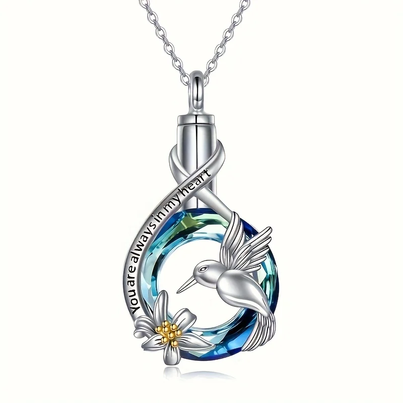 Collier d'urne colibri pour cendres d'urne pour femmes, 1 pièce, bijoux de crémation d'animaux mignons, cadeau de souvenir pour noël