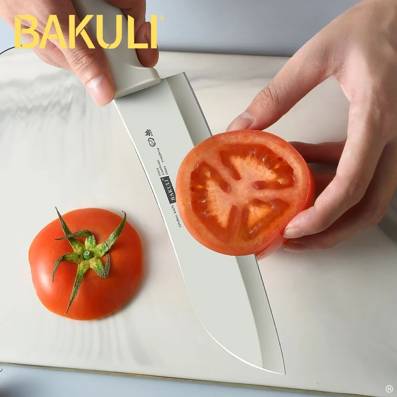 BAKULI-1/2pc Macaron Pure White Kitchen Knife Set Antioxidant Coating More Durable Kitchen Aesthetics Fruit Knife Meat Cutter