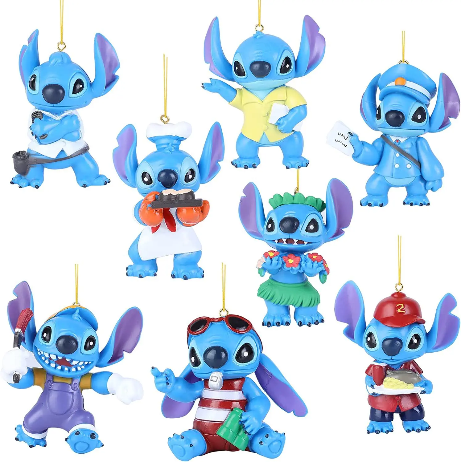 Disney Christmas Tree Pendant Stitch Cartoon Figure Charm Toys Acrylic Plane Pendant Backpack Pendant Doll Christmas Gifts