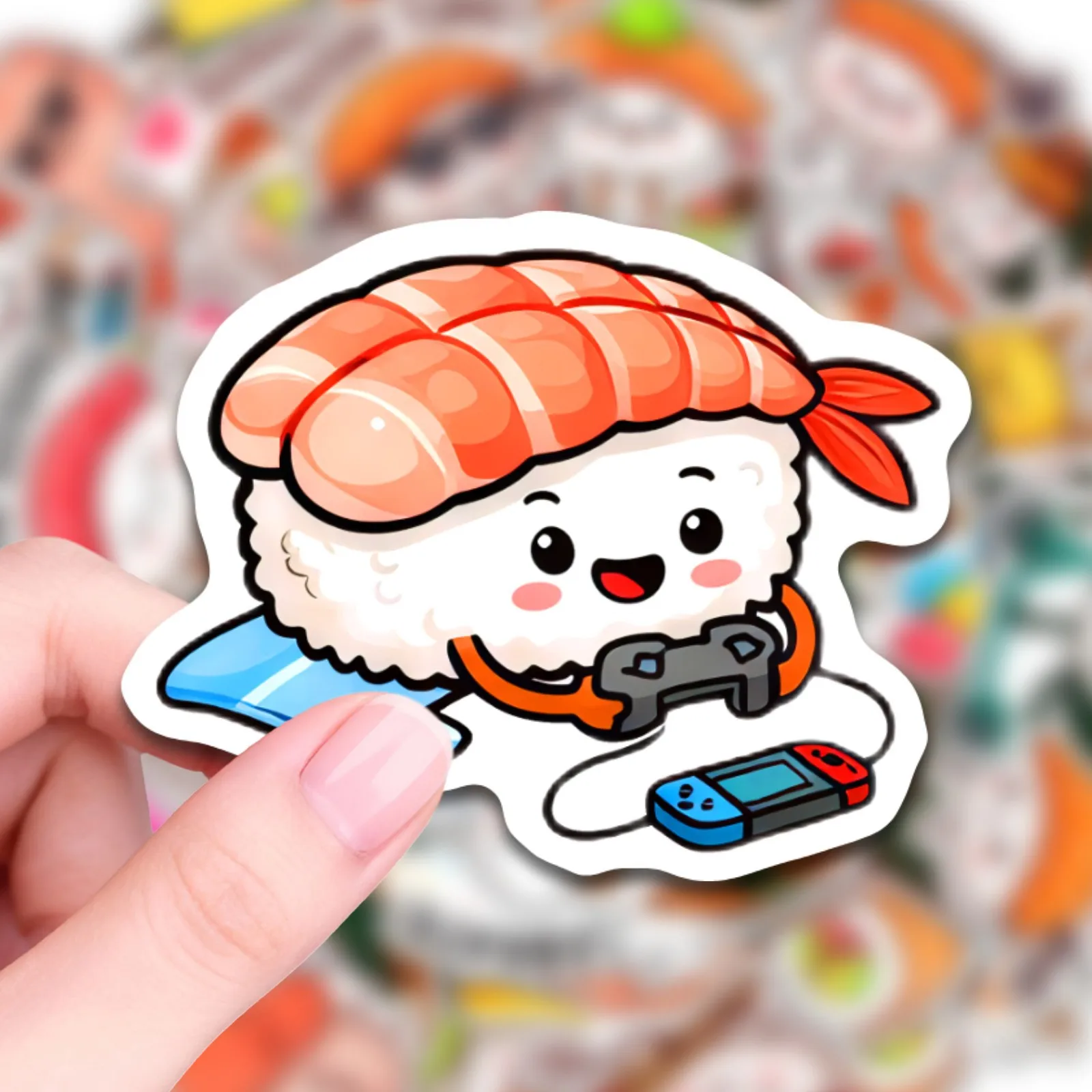50 PCS Personified Sushi Cartoon Fun Stickers Decorate Suitcase File Folder Phone Stationery Box Laptop Waterproof Stickers