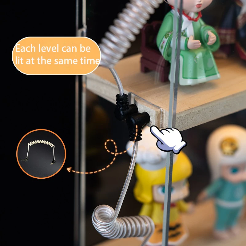 Circular Light Blind Box Toys Storage Box 2-4 Layers Action Figure Display Shelf Acrylic Wall Mounted Display Cabinet With Door