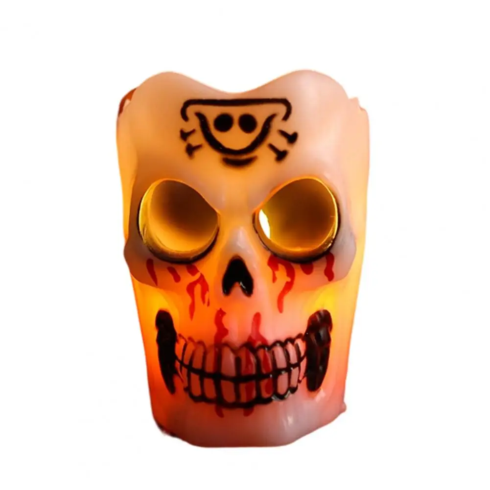 Decorative Ornaments for Fireplace Battery Operated Candles Halloween Flameless Led Candle Set Spooky Skull Pumpkin for Indoor