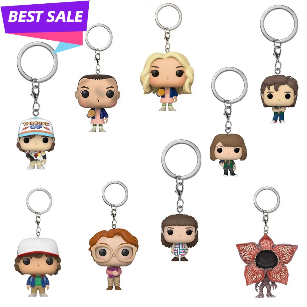 Stranger ELEVEN Demogorgon DUSTIN Barb Steve Robin Keychain Toy Vinyl Figure Pocket Things Keychain Model Toys ﻿