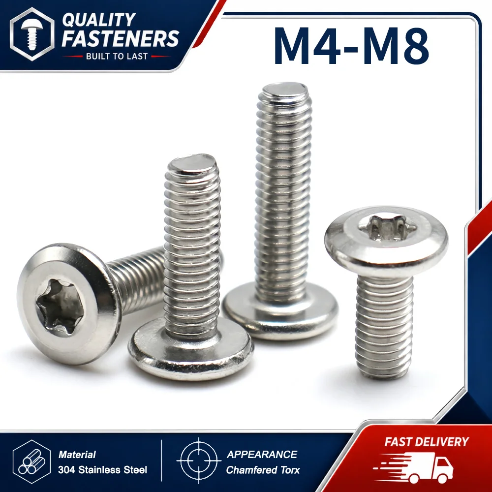 3/5 Stück 304 Edelstahl Torx Flachkopfschrauben mit abgeschrägtem Kopf und Sechskant-Antrieb M4 M5 M6 M8