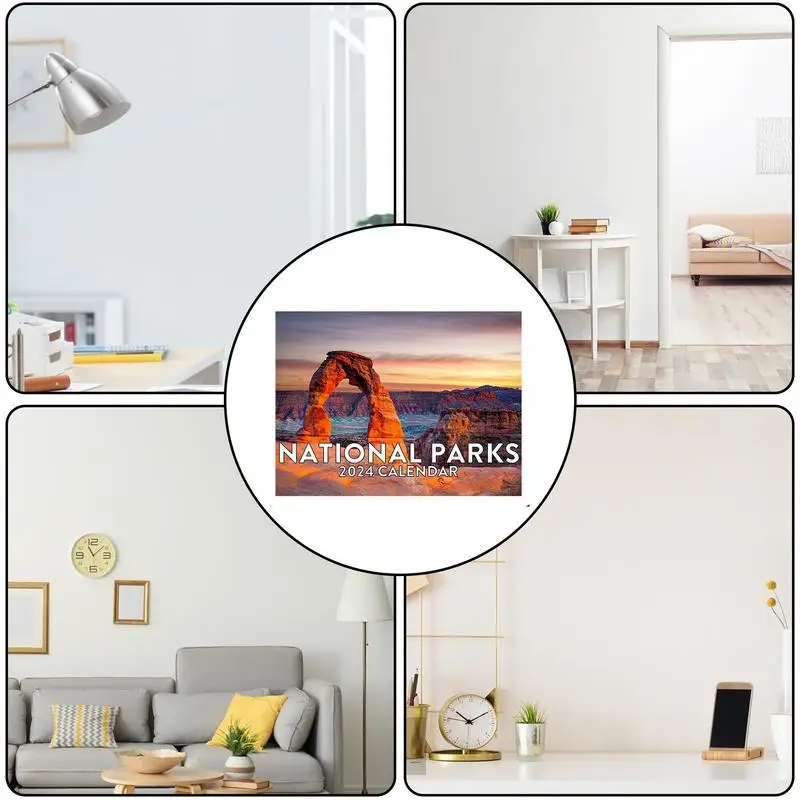 National Parks 2024 calendario da parete mensile appeso calendario da parete 2024 calendario da parete mensile con Giftable di carta spessa e robusta