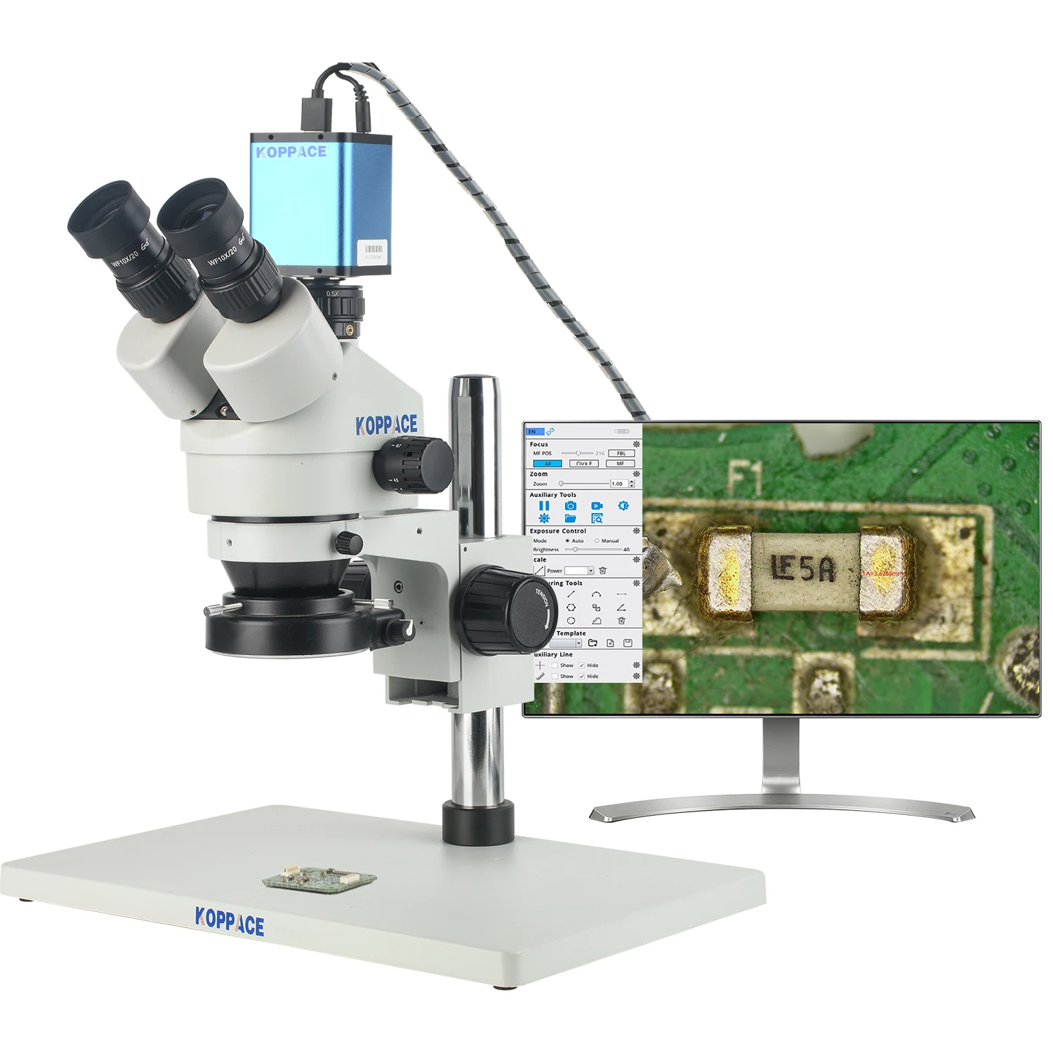 

KOPPACE 29X-190X Stereo Electron Microscope 2MP HD Ａutofocus Camera HDMI/USB/LAN Output
