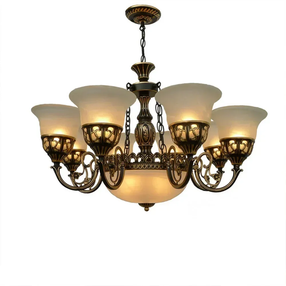 Simple European American Country Pendant LED Light Antique Lamp Retro Wrought Iron Chandelier 6/8 Heads Loft