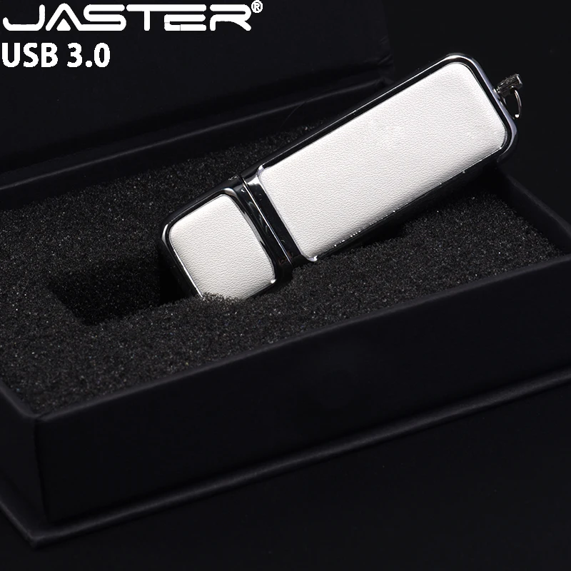 JASTER USB 3.0แฟลชไดร์ฟหนังปากกาไดรฟ์ของขวัญกล่องหน่วยความจำโลโก้ที่กำหนดเอง Pendrive 4GB 8GB 16GB 32GB 64GB 128GB