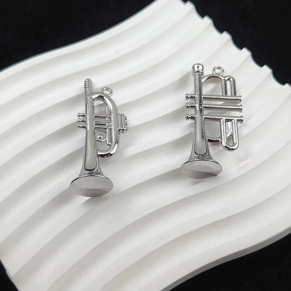 Metal Trumpet Charms Alloy Silvery Instrument Shape Pendant DIY Jewelry Accessories Rock Music Band Party Anniversary Gifts