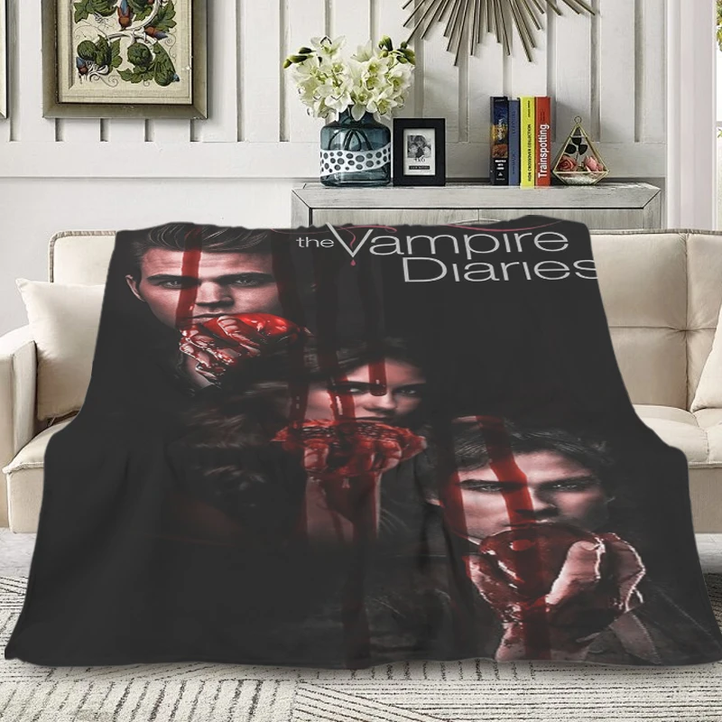 Custom Blanket T-The Vampire Diariess Sofa Winter Fluffy Soft Blankets Microfiber Bedding King Size Blanket Warm Knee Bed Fleece