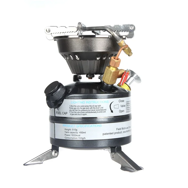 

Portable integrated outdoor gasoline stove, camping picnic hiking burner