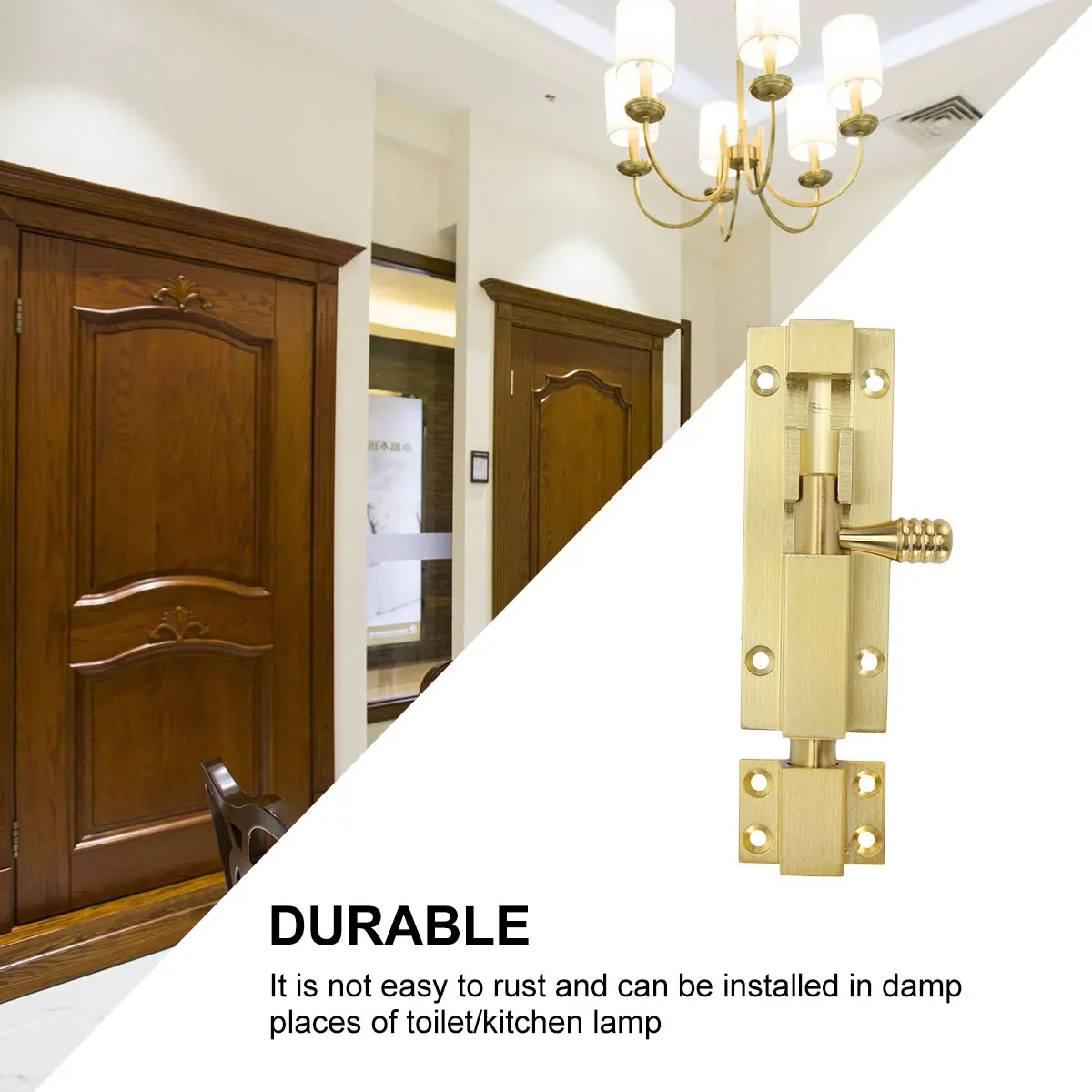 

1pc Aluminum Anti-theft Door Latch Thick Alloy Rust Resistant Kitchen Toilet Safe Durable Easy Install Bold Bolt Core Enhanced
