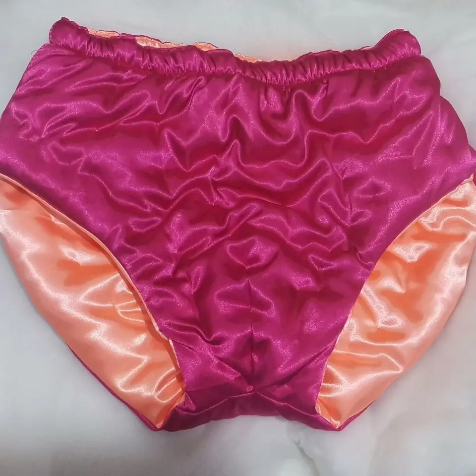 Autumn Winter Cotton Glossy Ice Silk Satin Lingerie Panties Plus Size Underwear Sexy Medium Waist Briefs