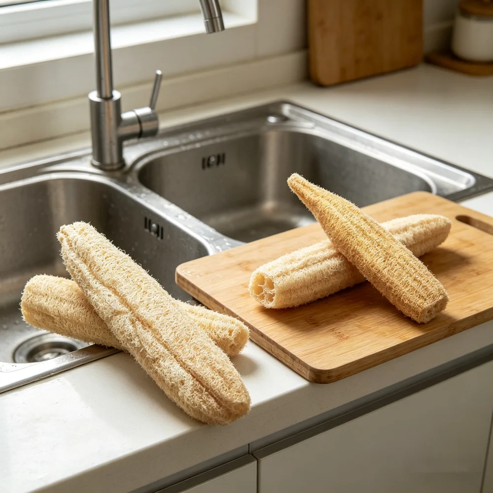Whole Natural and eco-friendly Cleaning Loofah Sponge Scrubber For Kitchen Bathroom Bath Shower Pot Bowl Sponge Scrubber Spa