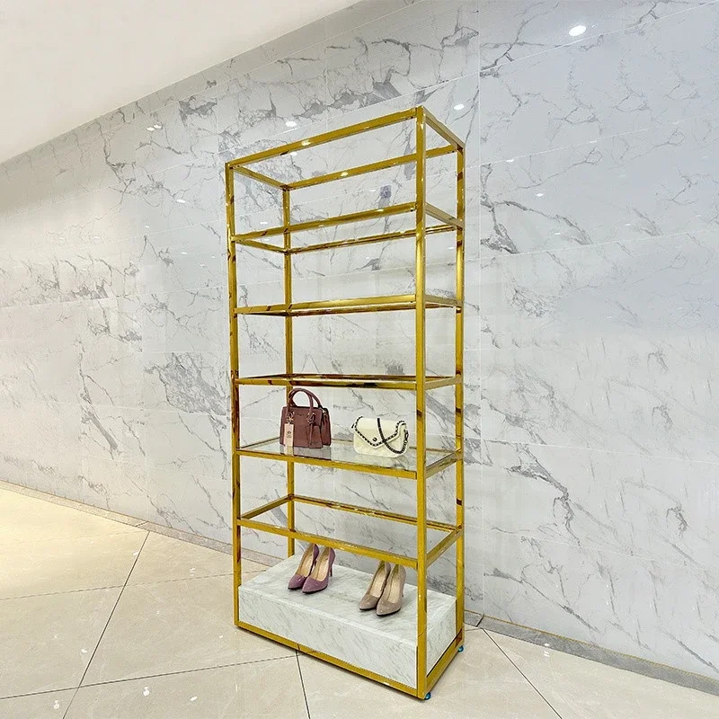 Luxury Shoe Store Display Stand Showcase Glass Shoe Display Shelves Commercial Shoe Display Rack With Cabinet