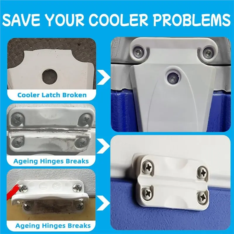 ABJT-Repair And Replace Cooler Parts Kit- 4 Hinge, 2 Latch& 22 Screws For Igloo Coolers