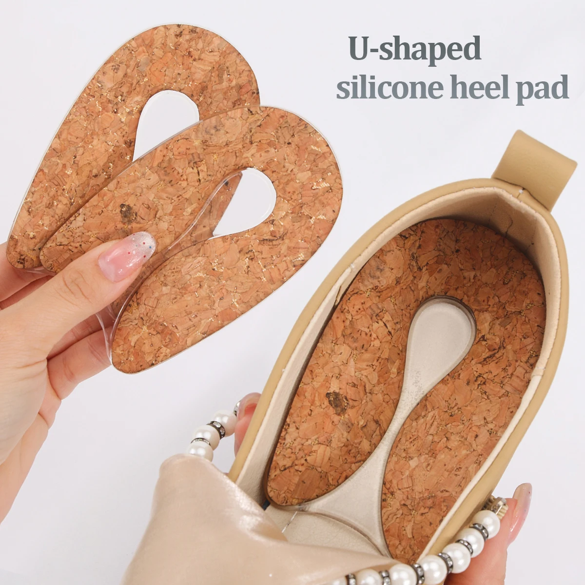 1 pairs Silicon Gel U-Shaped Spur Cup Heel-Plantar Fasciitis Cushion Remission Correction U-Shaped Heel Pad