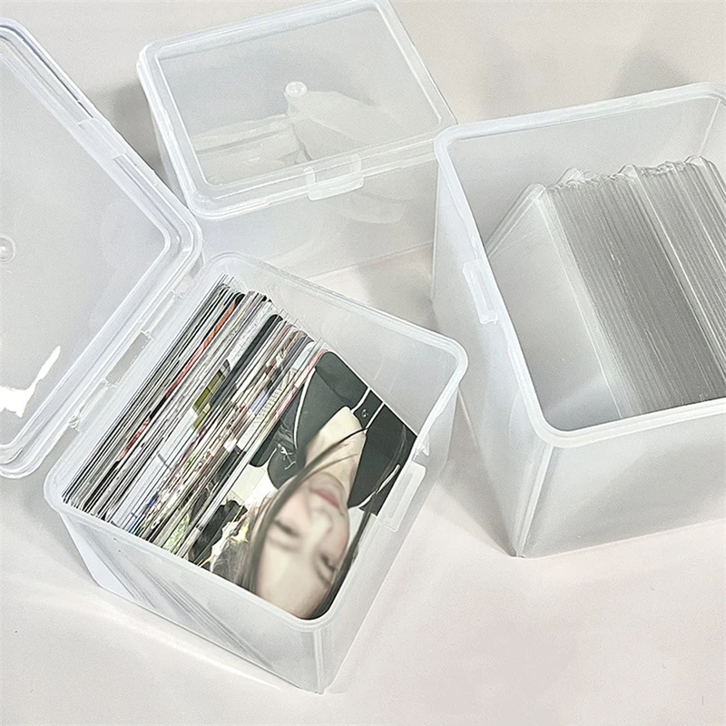 1pc Photocards Storage Box Transparent Stickers Korea Idol Card Holder Desk Storage Organizer Classification Box Stationery