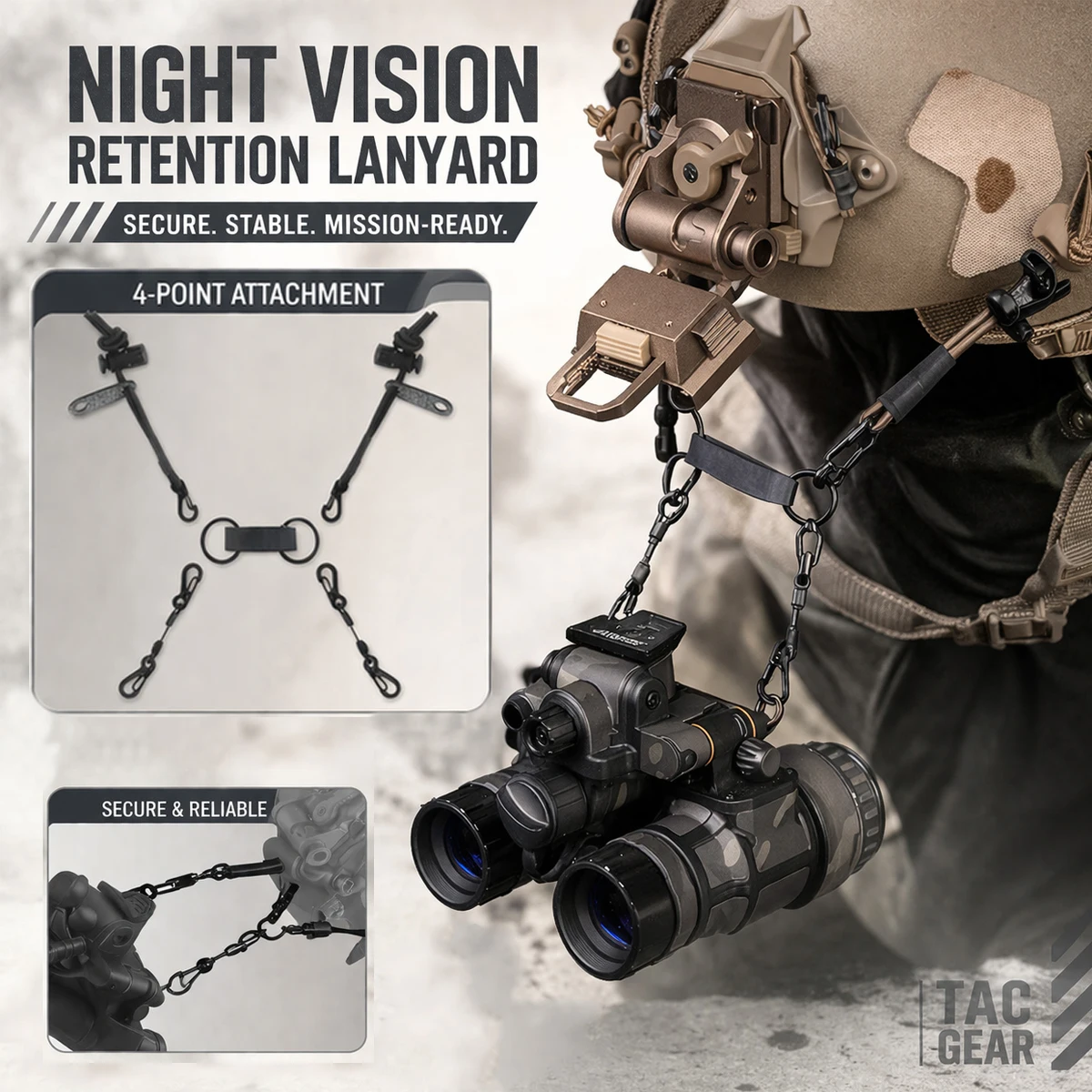 

FAST Tactical Helmet NVG Lanyard V2 Night Vision Goggles Elastic Retention Bungee Cord Fixed Anti-lost Rope for Airsoft Hunting
