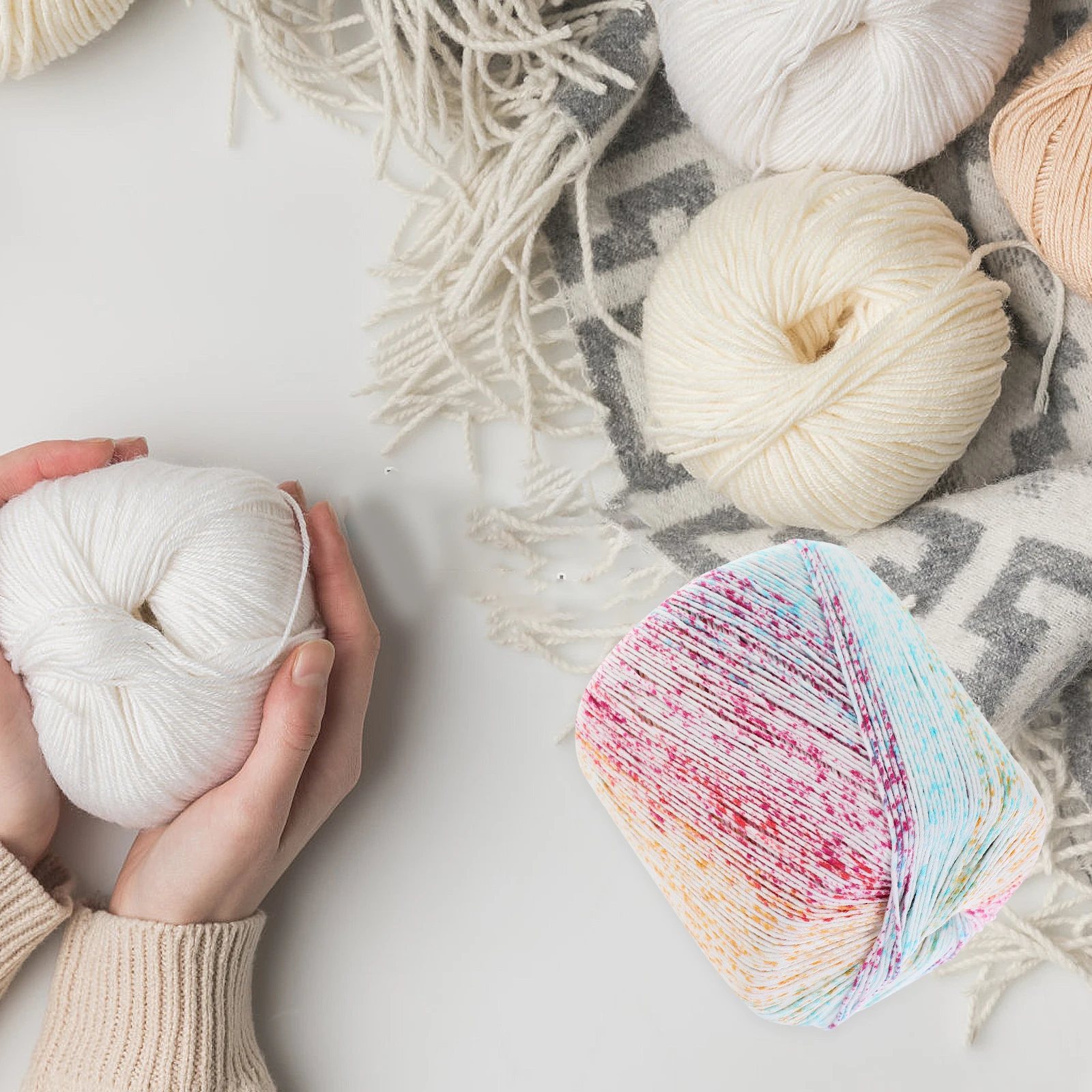 

Lace Thread Gradient Cotton Yarn 133M Soft Pastel Rainbow for Crocheting Knitting Hats Scarves Gloves Toys Blankets