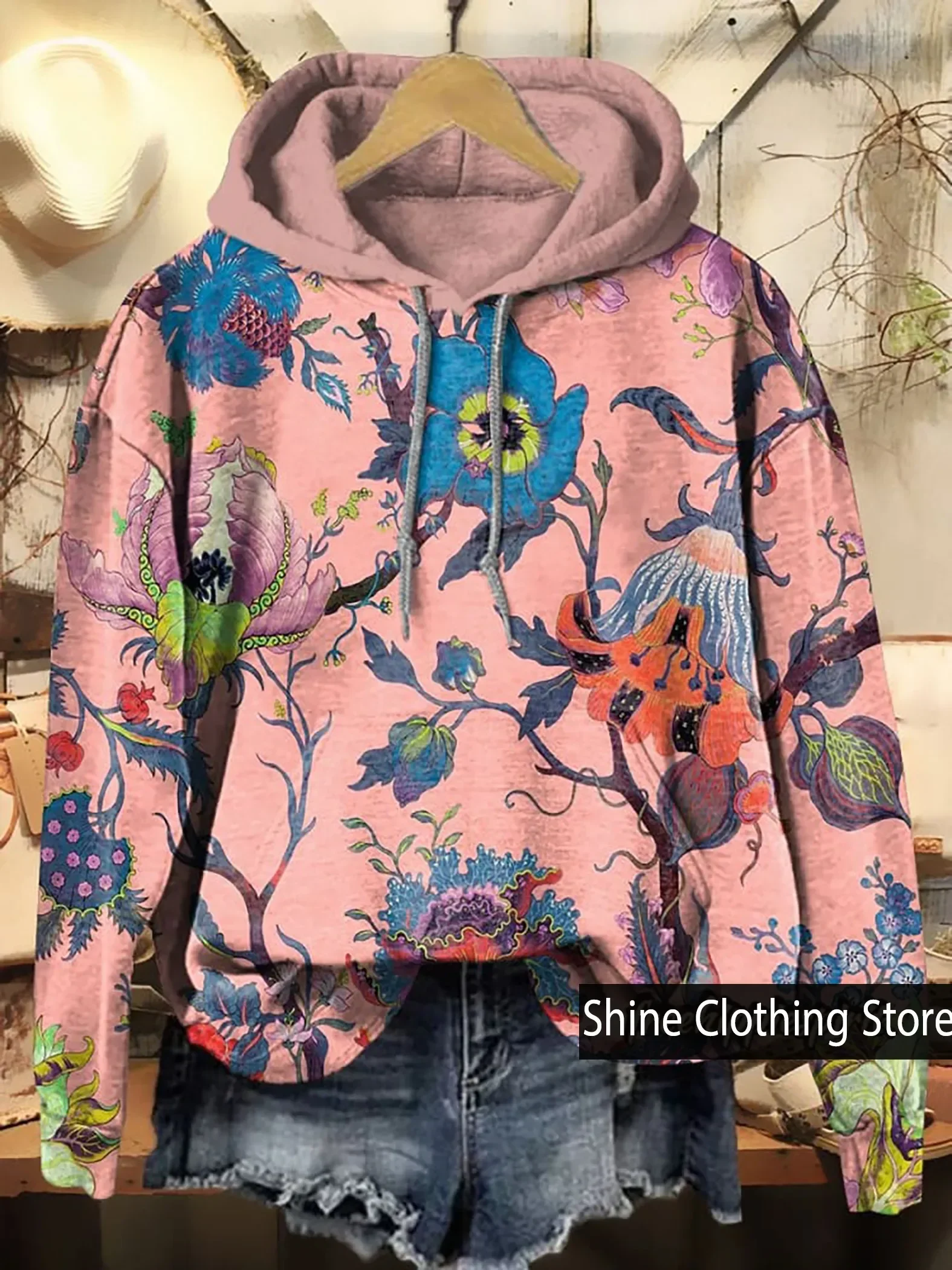 Unique Floral Design Casual Hoodie for Women,Sudaderas Para Mujer,Winter Clothes Women,sweatshirt Hoodie,new Sweatshirt