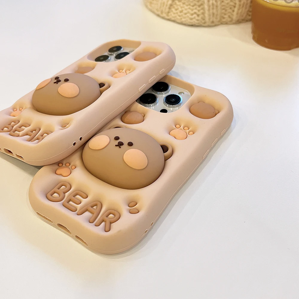 Bear Soft Silicone Case Cover With Holder for Samsung Galaxy A14 A24 A34 A54 A15 A25 A35 A55 A51 A52 A32 S21 S23 FE S24 Ultra - náhled 3