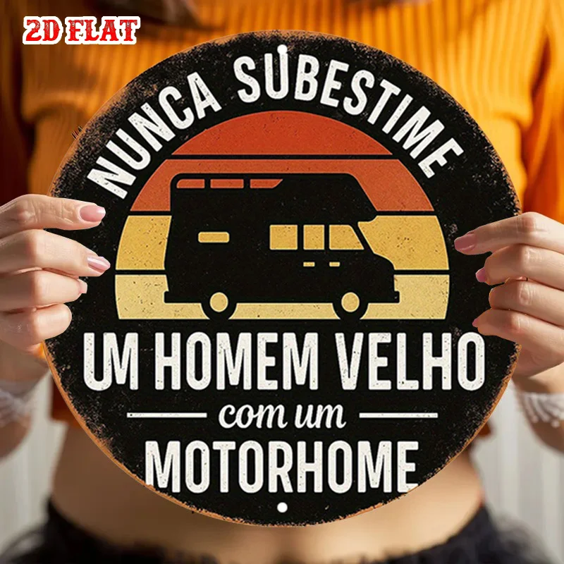 2D Flat, Road Trip- Vintage Camper Rustic Metal Wall Art, Metal Wall Decor, Wall Decor Signs for Home, Garage, Dining Room, Cafe
