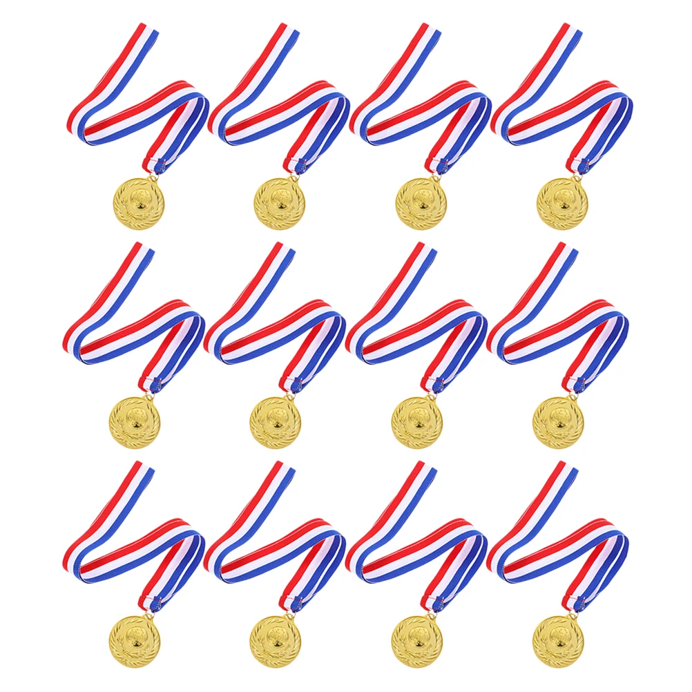 

12 шт., Золотая, серебряная бронзовая награда для детей, футбол, баскетбол, спортивный трофей, сувениры для вечеринки, распознавание достижения, команда здания