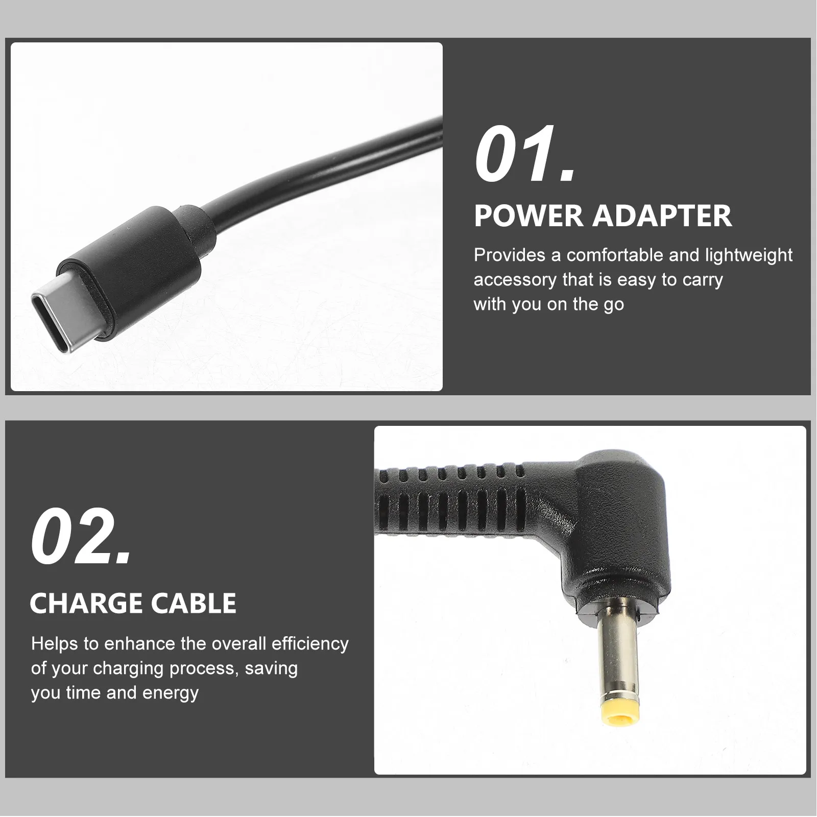Type-C Pd to Dc Charging Cable 4.8x1.7mm 15V Converter Cord for Laptop Power Adapter Multi-Purpose Reliable Copper Core PVC