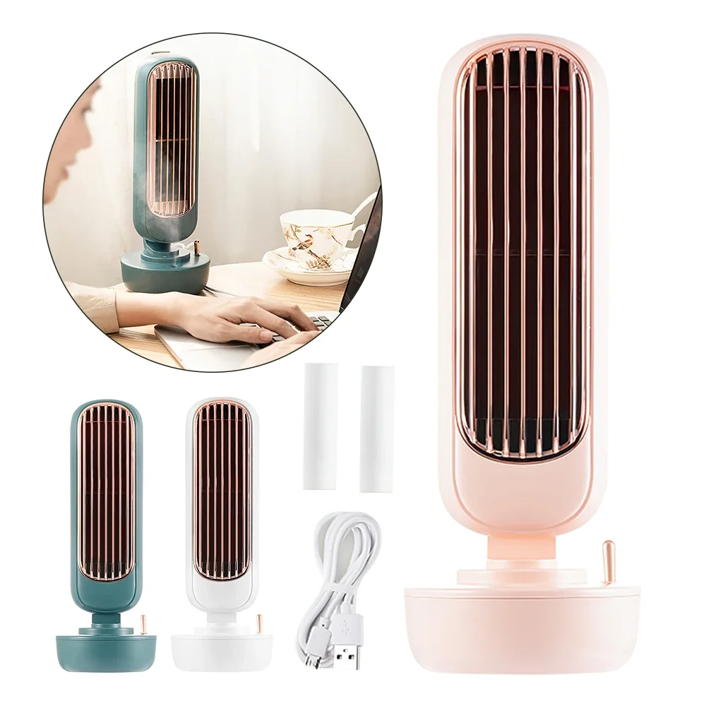 

2-IN-1 Bladeless Fan Air Cooler Humidifier USB Tower Fan