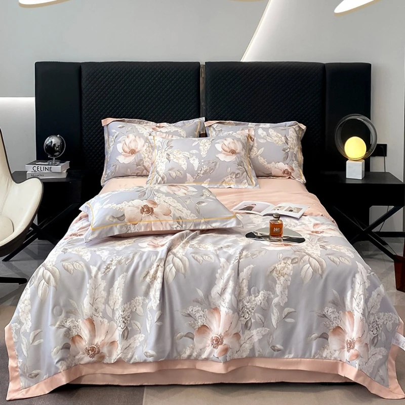 Spring Summer Quilt Set with Sheet Pillowcase Soft Lightweight Duvet Summer Blanket Queen Blankets Washable Double Quilts