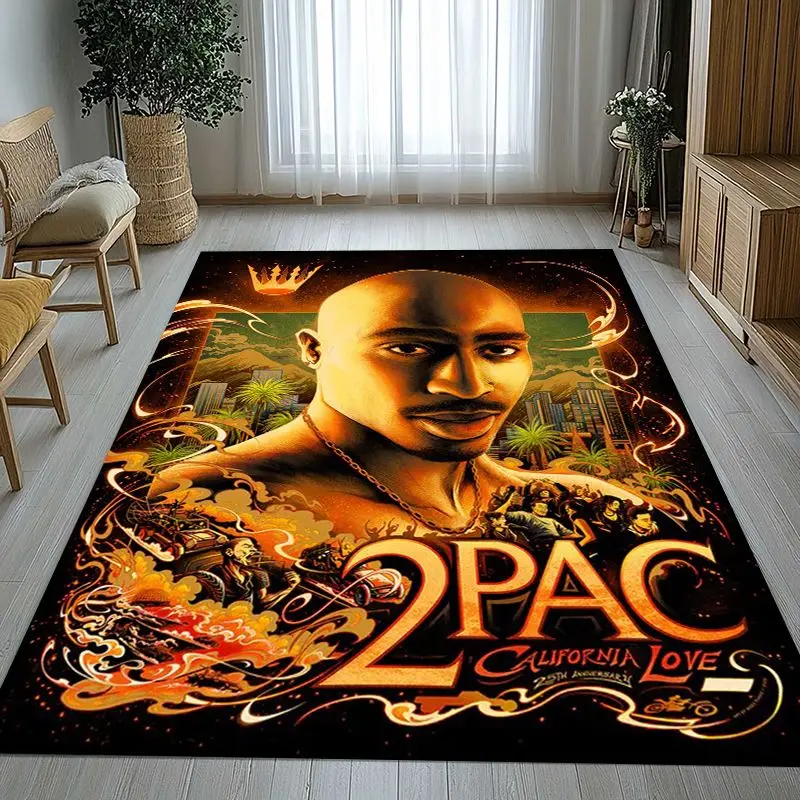 Tupac 2Pac Thug Life West Coast Rap Legend Soft Non-Slip Large Area Rug for Living Room,Bedroom Carpet Mat for Sofa,Home Decor
