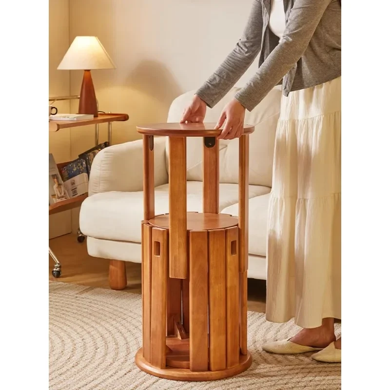 Japanese-style original solid wood wind stackable stool household balcony coffee table storage dining chair table small apartmen