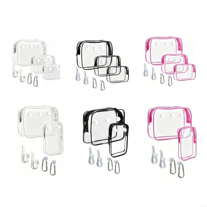 PVC Zippered Travel Inner Waterproof Cosmetic Divider Storage Inner Holder Hooks Attachments Set 6XDA