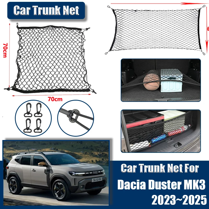 

Luggage For Dacia Duster MK3 Accessories 2023 2024 2025 Car Boot Trunk Cargo Nets Nylon Elastic Storage Organizer Auto Parts