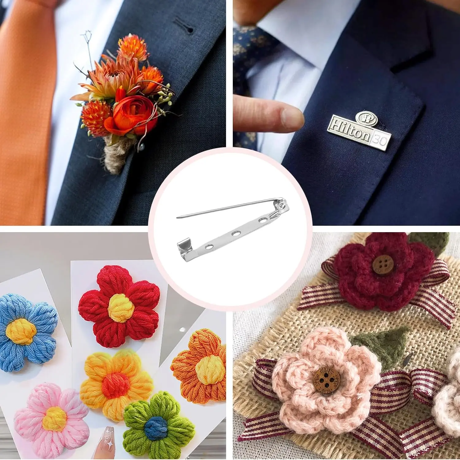 Picture 4: 100pcs Brooch Pin Backst 20mm/25mm/35mm/45mm Silver Bar Pins & Clasp Backings for Jewelry Making Badges Crafts Name Tags and DIY