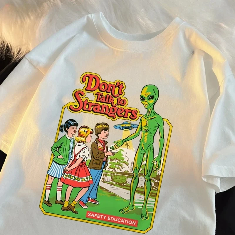 Don’T Talk To Strangers Printed Women's T-shirt Street Breathable Fashion Tshirt Summer Casual Short Sleeved Women's Clothing